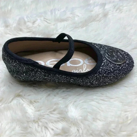 Bebe Toddler Glitter Flats Black Size 8 - Picture 5 of 16